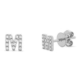 0.10ct 14k White Gold Diamond "M" Stud Earring