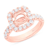 0.85ct 14k Rose Gold Diamond Semi-mount Ring for 1.50ct Center Size 5.5