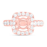 0.85ct 14k Rose Gold Diamond Semi-mount Ring for 1.50ct Center Size 5.5