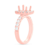 0.85ct 14k Rose Gold Diamond Semi-mount Ring for 1.50ct Center Size 5.5