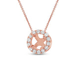 0.11ct 14k Rose Gold Diamond Semi-mount Pendant for 0.35ct Center