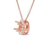 0.11ct 14k Rose Gold Diamond Semi-mount Pendant for 0.35ct Center