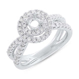 0.80ct 14k White Gold Diamond Semi-mount Ring for 0.40ct Center