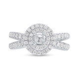 0.80ct 14k White Gold Diamond Semi-mount Ring for 0.40ct Center