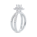 0.80ct 14k White Gold Diamond Semi-mount Ring for 0.40ct Center