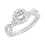 0.60ct 14k White Gold Diamond Semi-mount Ring for 0.40ct Center