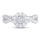 0.60ct 14k White Gold Diamond Semi-mount Ring for 0.40ct Center