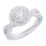 0.40ct Round Brilliant Center and 0.70ct Side 14k White Gold Diamond Engagement Ring