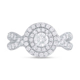 0.40ct Round Brilliant Center and 0.70ct Side 14k White Gold Diamond Engagement Ring