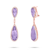 0.90ct Diamond & 18.81ct Amethyst 14k Rose Gold Earring