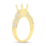0.35ct 14k Yellow Gold Diamond Semi-mount Ring for 1.00ct Center