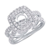 1.25ct 14k White Gold Diamond Semi-mount Ring for 1.00ct Center
