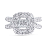1.25ct 14k White Gold Diamond Semi-mount Ring for 1.00ct Center