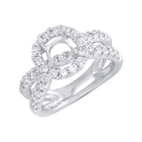 1.21ct 14k White Gold Diamond Semi-mount Ring for 1.50ct Center