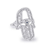 1.64ct 14k White Gold Diamond Hamsa Ring Size 6.5