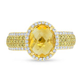 0.58ct White & Yellow Diamond & 2.72ct Citrine 14k Yellow Gold Ring