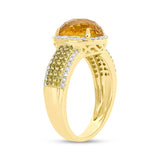 0.58ct White & Yellow Diamond & 2.72ct Citrine 14k Yellow Gold Ring