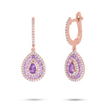 0.47ct Diamond & 1.03ct Amethyst 14k Rose Gold Earring