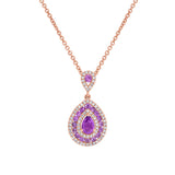 0.27ct Diamond & 0.87ct Amethyst 14k Rose Gold Pendant