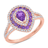 0.37ct Diamond & 0.77ct Amehyst 14k Rose Gold Ring