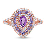 0.37ct Diamond & 0.77ct Amehyst 14k Rose Gold Ring