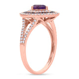 0.37ct Diamond & 0.77ct Amehyst 14k Rose Gold Ring