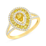 0.37ct Diamond & 0.74ct Citrine 14k Yellow Gold Ring