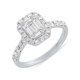 1.07ct 14k White Gold Diamond Baguette Lady's Ring Size 6.5