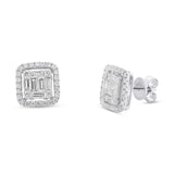 1.36ct 14k White Gold Diamond Baguette Stud Earring