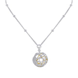 1.33ct 14k Two-tone Gold Diamond Globe Necklace