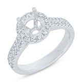 0.68ct 18k White Gold Diamond Semi-mount Ring for 1.00ct Center