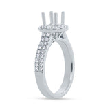 0.68ct 18k White Gold Diamond Semi-mount Ring for 1.00ct Center