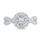 0.75ct 14k White Gold Diamond Semi-mount Ring for 0.60ct Center