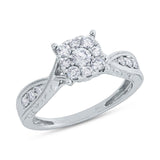 0.56ct 14k White Gold Diamond Cluster Engagement Ring