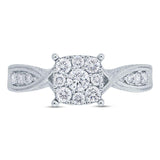 0.56ct 14k White Gold Diamond Cluster Engagement Ring