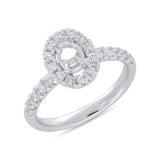 0.65ct 14k White Gold Diamond Semi-mount Ring for 6x4mm Center