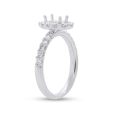 0.65ct 14k White Gold Diamond Semi-mount Ring for 6x4mm Center