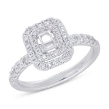 0.50ct 14k White Gold Diamond Semi-mount Ring for 4x3mm Center
