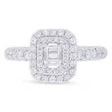 0.50ct 14k White Gold Diamond Semi-mount Ring for 4x3mm Center