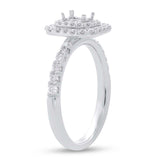 0.50ct 14k White Gold Diamond Semi-mount Ring for 4x3mm Center