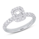 0.50ct 14k White Gold Diamond Semi-mount Ring for 6x4mm Center