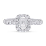 0.50ct 14k White Gold Diamond Semi-mount Ring for 6x4mm Center