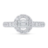 0.55ct 14k White Gold Diamond Semi-mount Ring for 0.75ct Center