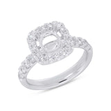 0.85ct 14k White Gold Diamond Semi-mount Ring for 1.50ct Center