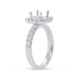 0.85ct 14k White Gold Diamond Semi-mount Ring for 1.50ct Center