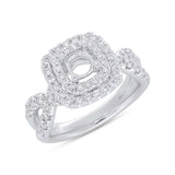 0.90ct 14k White Gold Diamond Semi-mount Ring for 0.75ct Center