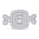 0.90ct 14k White Gold Diamond Semi-mount Ring for 0.75ct Center