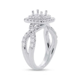 0.90ct 14k White Gold Diamond Semi-mount Ring for 0.75ct Center