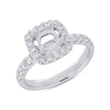 0.75ct 14k White Gold Diamond Semi-mount Ring for 1.00ct Center