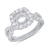 0.95ct 14k White Gold Diamond Semi-mount Ring for 1.50ct Center